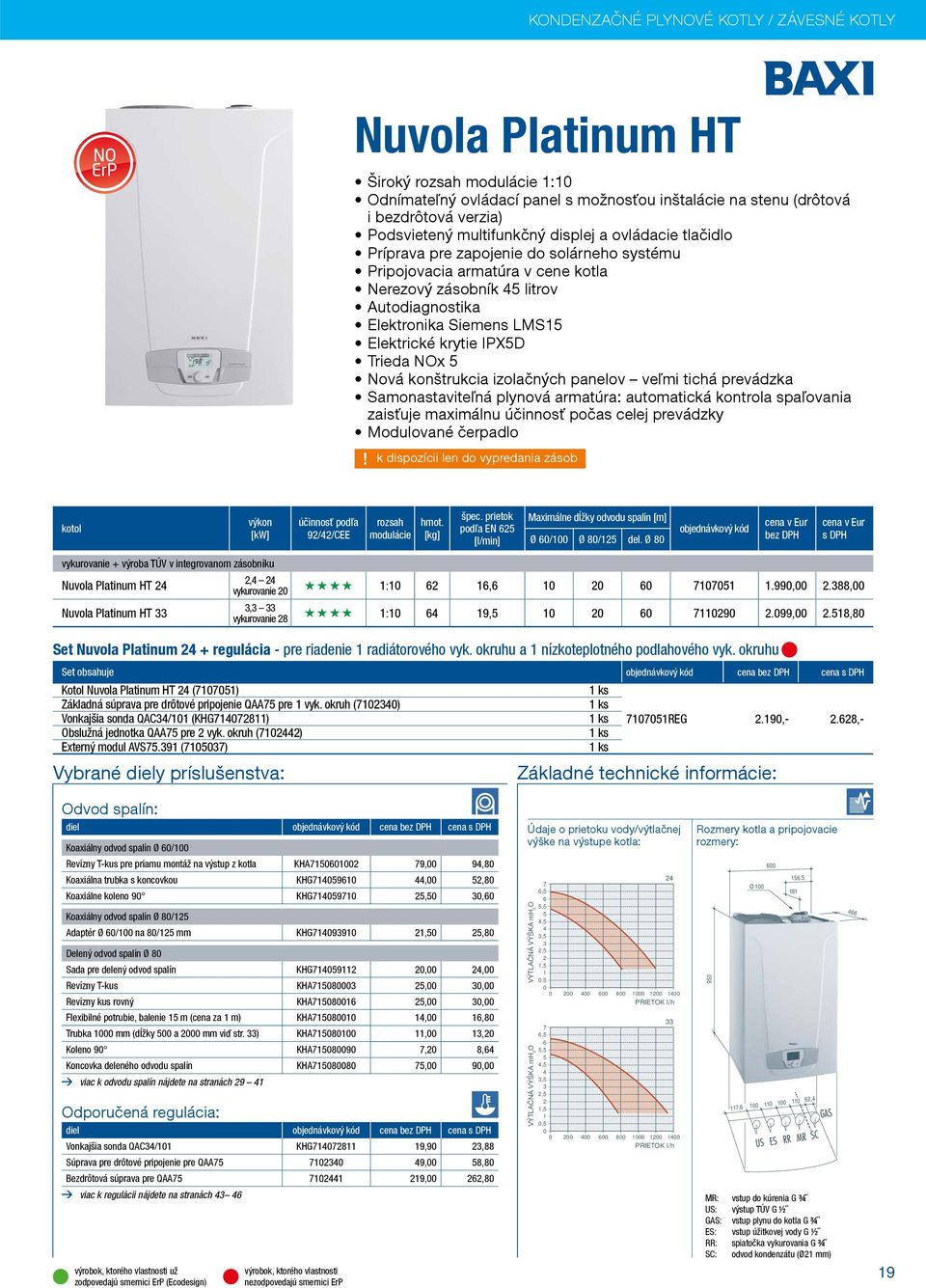 Elektrické krytie IPX5D Trieda NOx 5 Nová konštrukcia izolačných panelov veľmi tichá prevádzka Samonastaviteľná plynová armatúra: automatická kontrola spaľovania zaisťuje maximálnu účinnosť počas