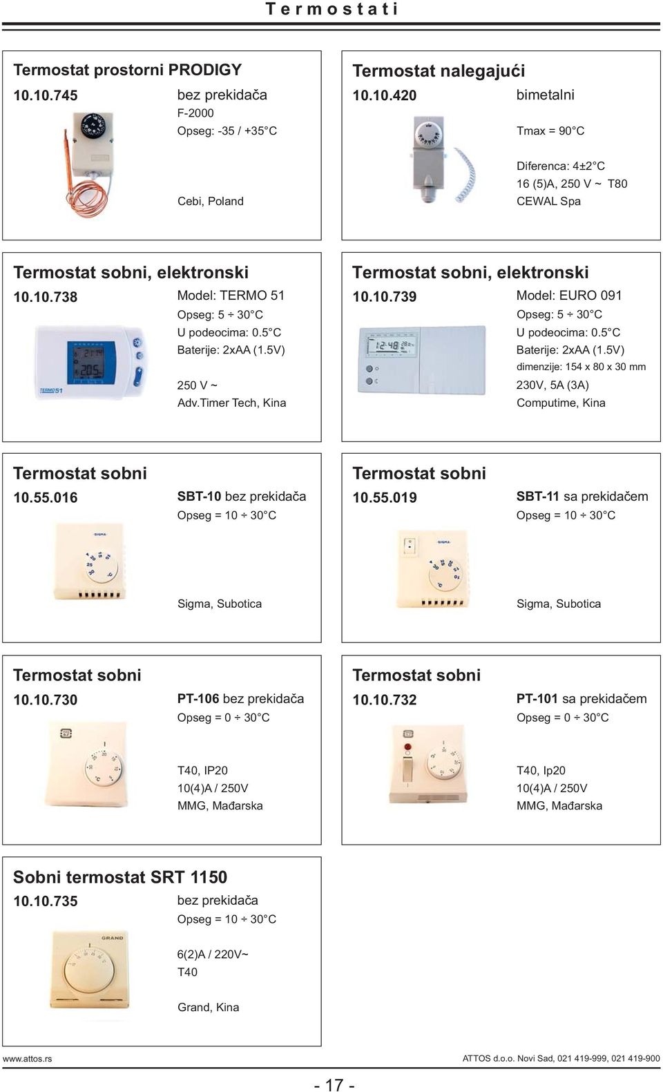 5 C Baterije: 2xAA (1.5V) dimenzije: 154 x 80 x 30 mm 230V, 5A (3A) Computime, Kina Termostat sobni Termostat sobni 10.55.