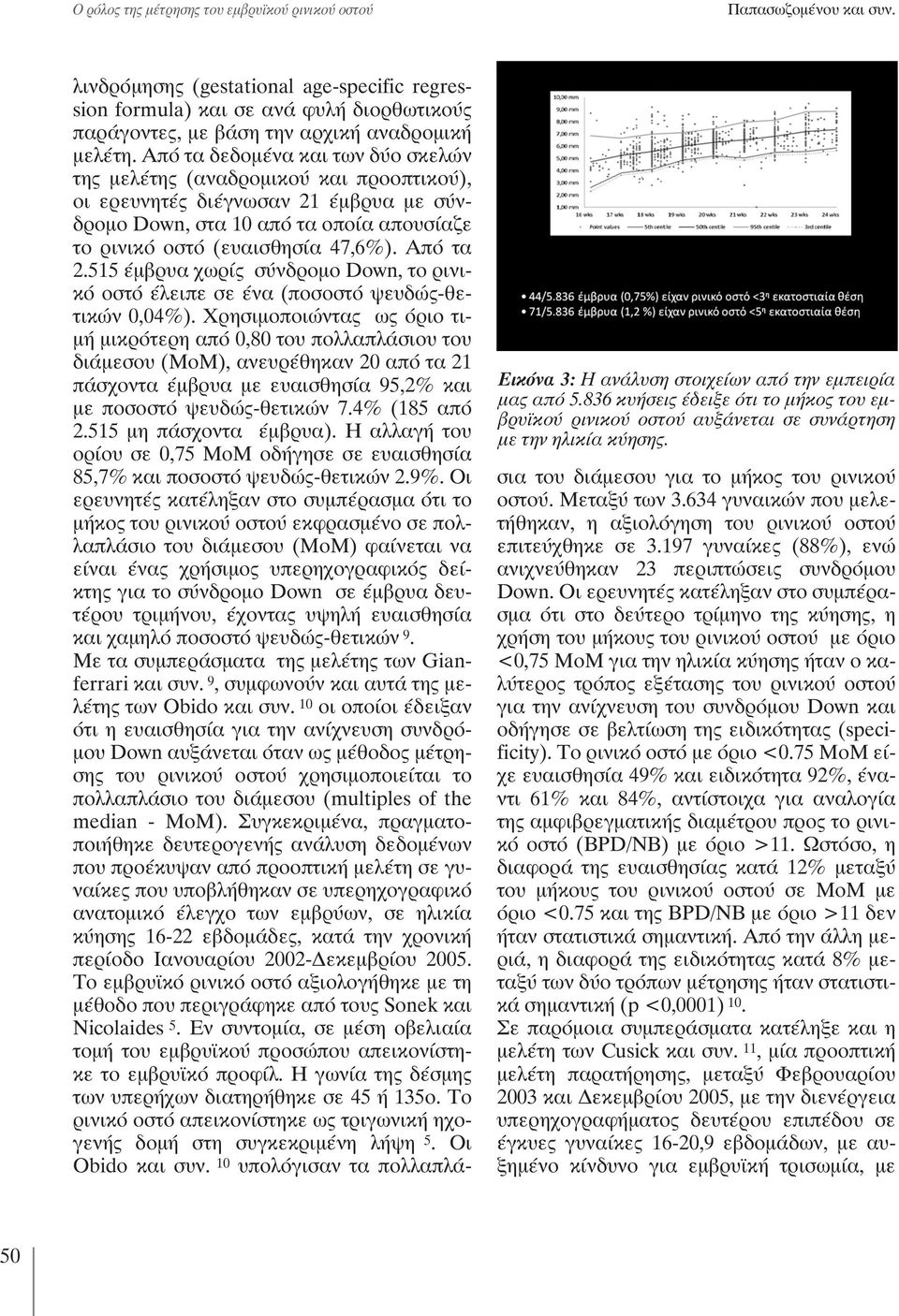 λινδρόμησης (gestational age-specific regression formula) και σε ανά φυλή διορθωτικούς παράγοντες, με βάση την αρχική αναδρομική μελέτη.