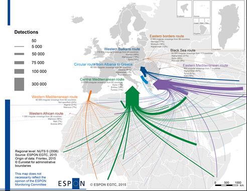 Γράφημα 3: Αφίξεις από την θάλασσα στις μεσογειακές χώρες της ΕΕ ( 2008-2015) Πηγή: UNHCR, Mediterranean Sea