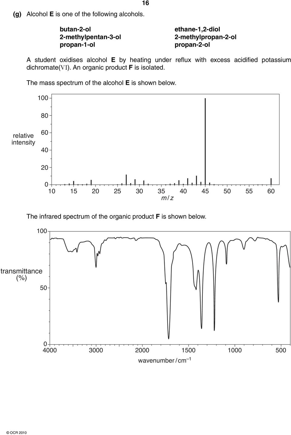 under reflux with excess acidified potassium dichromate(vi). An organic product F is isolated.