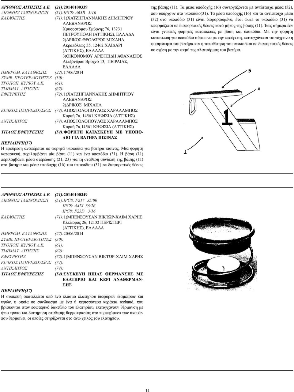 Ακροπόλεως 55, 12462 ΧΑΙ ΑΡΙ (ΑΤΤΙΚΗΣ), ΕΛΛΑ Α 3)ΟΙΚΟΝΟΜΟΥ ΑΡΙΣΤΕΙ Η ΑΘΑΝΑΣΙΟΣ Αλεξάνδρου Βραχνά 13, ΠΕΙΡΑΙΑΣ, ΕΛΛΑ Α ΗΜΕΡΟΜ. ΚΑΤΑΘΕΣΗΣ (22):17/06/2014 ΣΥΜΒ. ΠΡΟΤΕΡΑΙΟΤΗΤΕΣ (30): ΤΡΟΠΟΠ. ΚΥΡΙΟΥ.Ε. (61): ΤΜΗΜΑΤ.