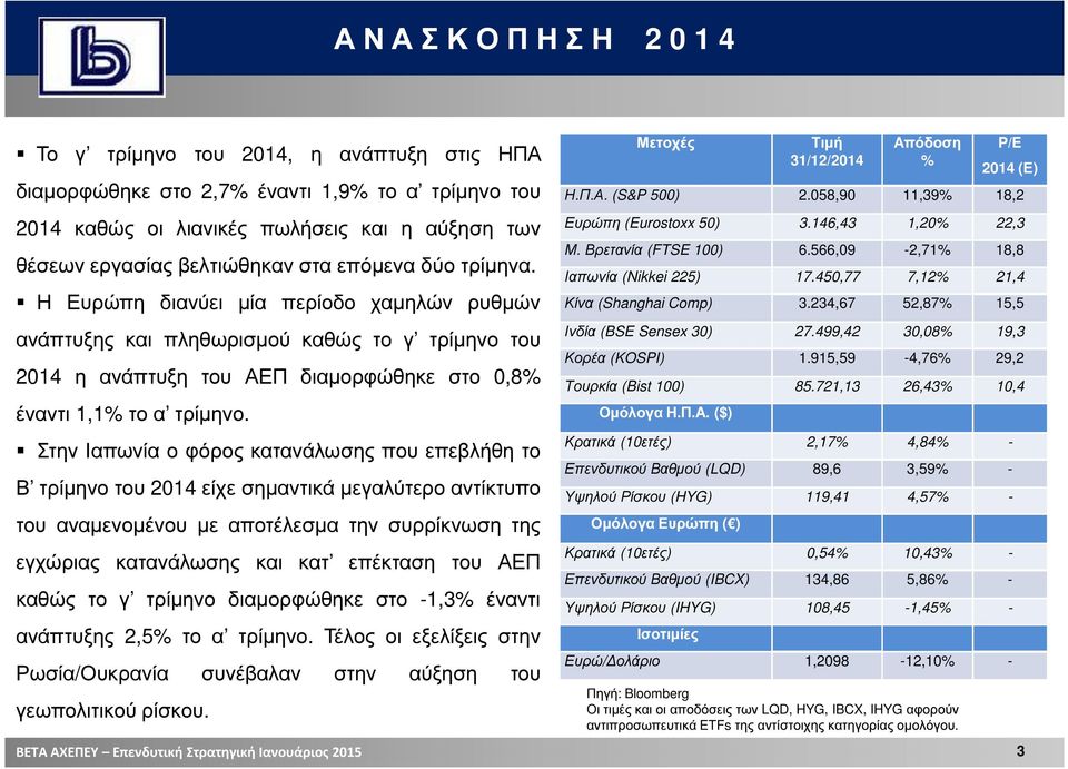 Στην Ιαπωνία ο φόρος κατανάλωσης που επεβλήθη το Β τρίµηνο του 2014 είχε σηµαντικά µεγαλύτερο αντίκτυπο του αναµενοµένου µε αποτέλεσµα την συρρίκνωση της εγχώριας κατανάλωσης και κατ επέκταση του ΑΕΠ