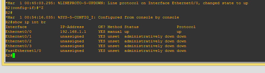 Αν έχουν πάει όλα καλά θα βλέπετε δίπλα από το interface την ΙΡ του διεύθυνση και την κατάσταση τους (status) σε up και up. Αναφορές 1.