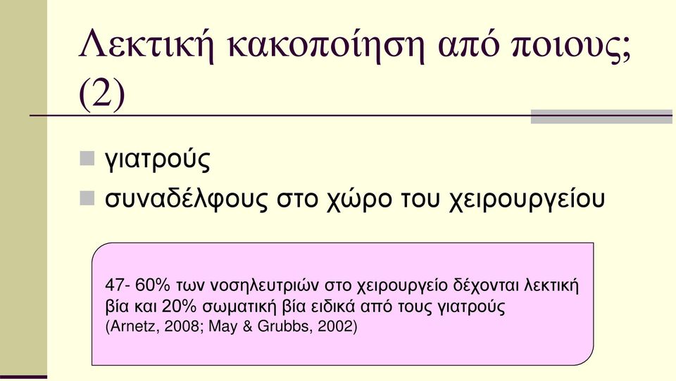 χειρουργείο δέχονται λεκτική βία και 20% σωματική βία