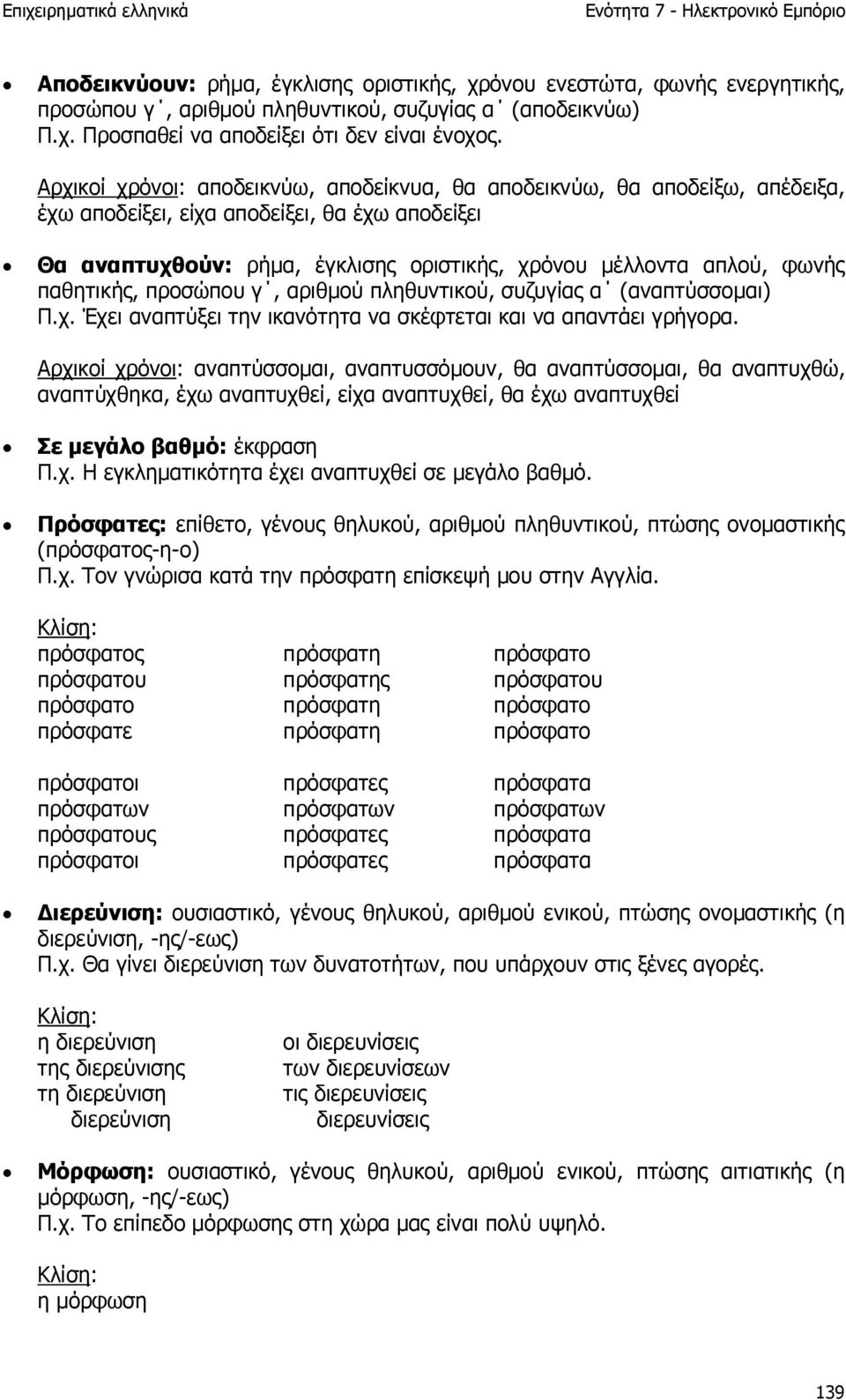 παθητικής, προσώπου γ, αριθµού πληθυντικού, συζυγίας α (αναπτύσσοµαι) Π.χ. Έχει αναπτύξει την ικανότητα να σκέφτεται και να απαντάει γρήγορα.