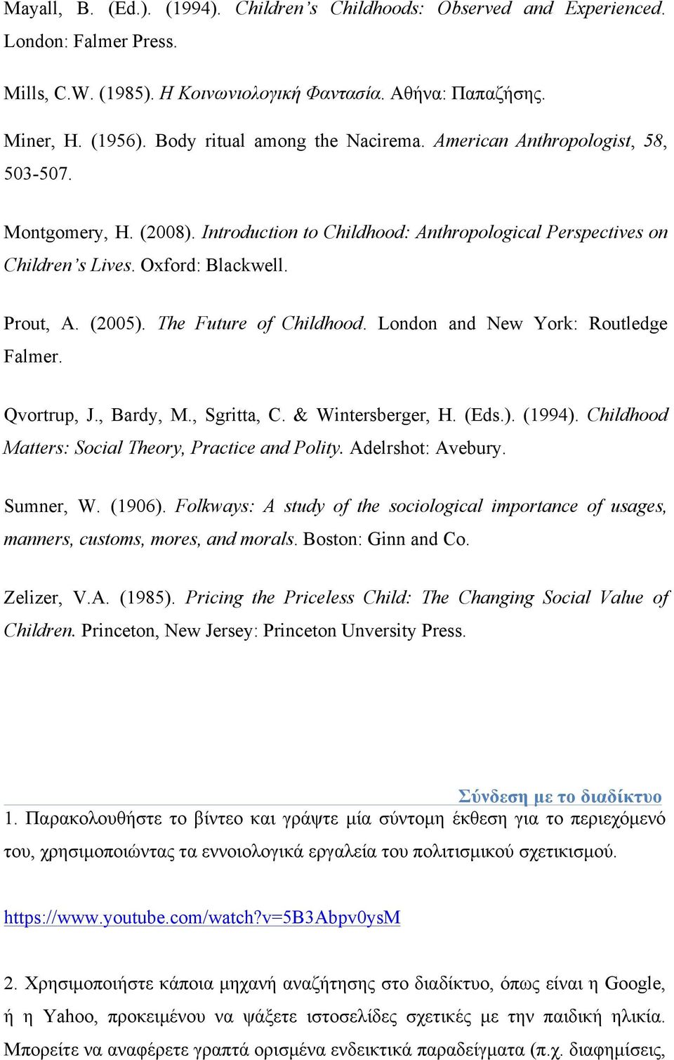 (2005). The Future of Childhood. London and New York: Routledge Falmer. Qvortrup, J., Bardy, M., Sgritta, C. & Wintersberger, H. (Eds.). (1994). Childhood Matters: Social Theory, Practice and Polity.