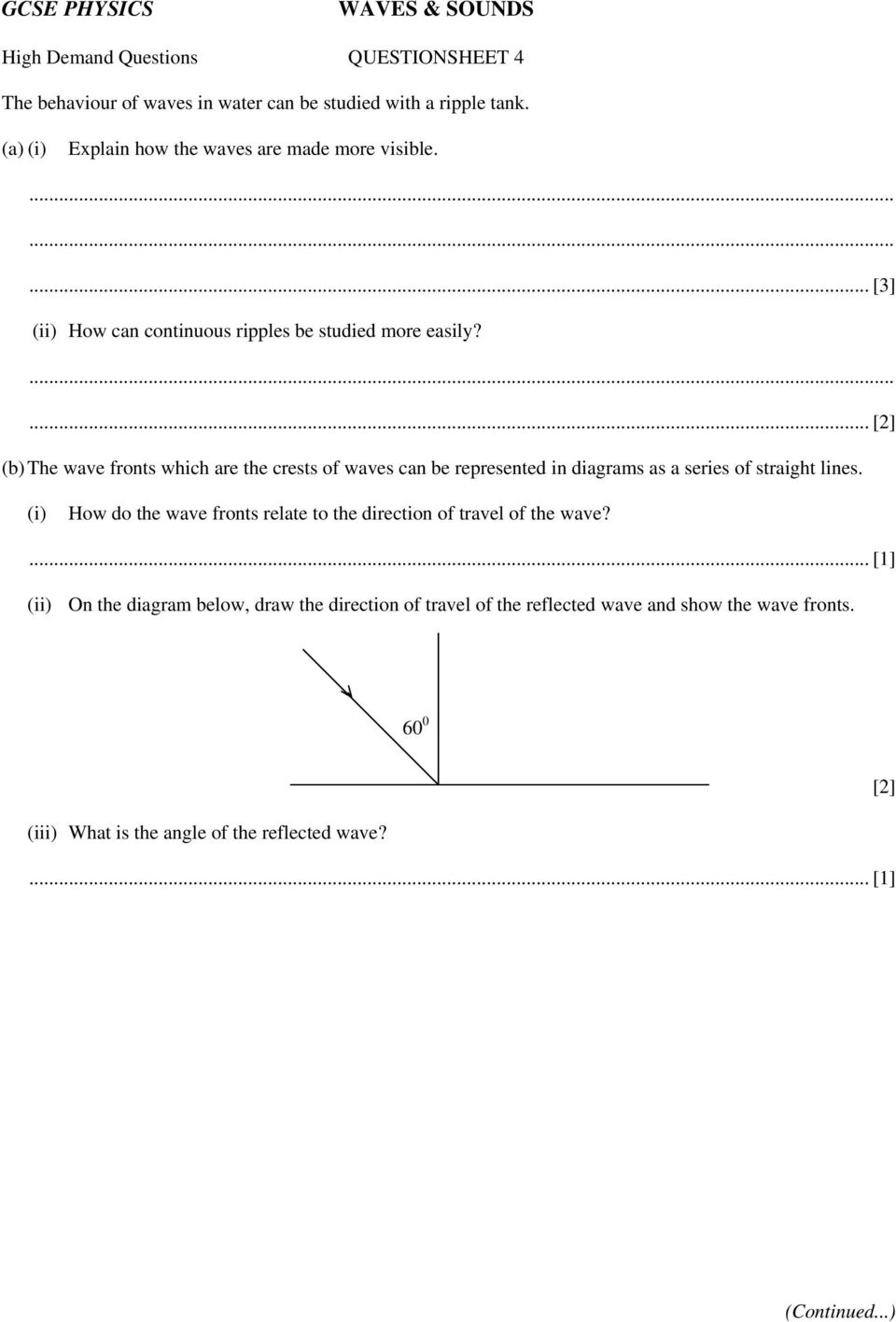 (b) The wave fronts which are the crests of waves can be represented in diagrams as a series of straight lines.