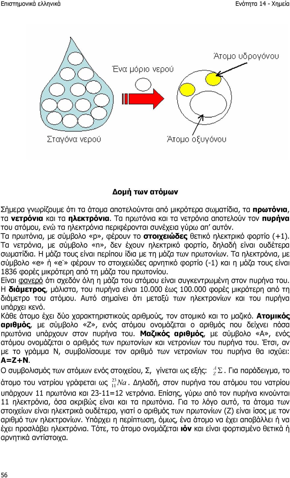 Τα νετρόνια, µε σύµβολο «n», δεν έχουν ηλεκτρικό φορτίο, δηλαδή είναι ουδέτερα σωµατίδια. Η µάζα τους είναι περίπου ίδια µε τη µάζα των πρωτονίων.