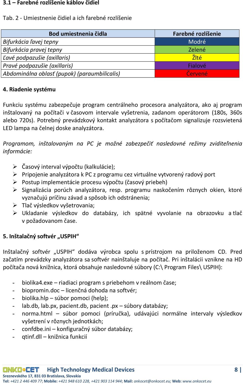 (paraumbilicalis) Farebné rozlíšenie Modré Zelené Žlté Fialové Červené 4.
