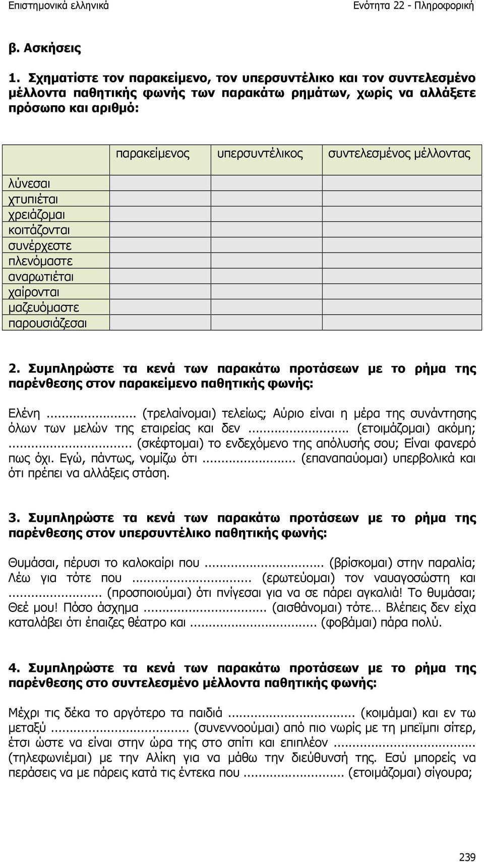 συνέρχεστε πλενόµαστε αναρωτιέται χαίρονται µαζευόµαστε παρουσιάζεσαι παρακείµενος υπερσυντέλικος συντελεσµένος µέλλοντας 2.