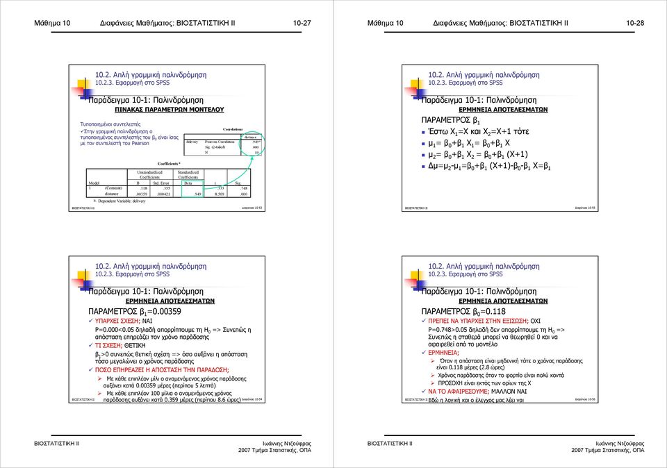 Pearso (Costat) distace a. Depedet Variable: delivery Ustadardized Coefficiets Coefficiets a Stadardized Coefficiets B Std. Error Beta t Sig..8.35