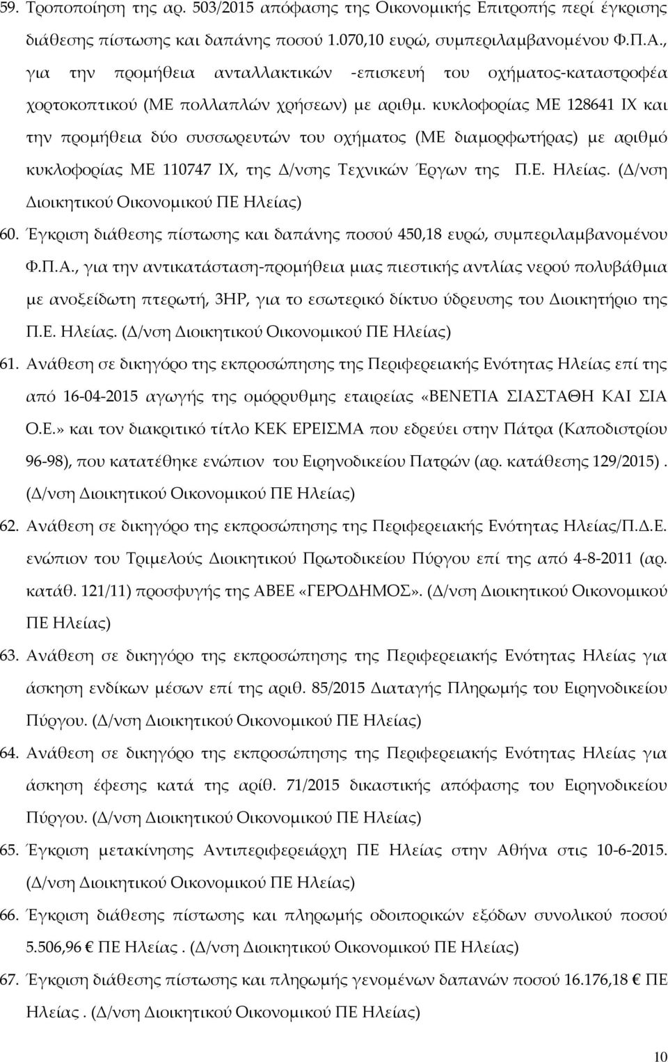 κυκλοφορίας ΜΕ 128641 ΙΧ και την προμήθεια δύο συσσωρευτών του οχήματος (ΜΕ διαμορφωτήρας) με αριθμό κυκλοφορίας ΜΕ 110747 ΙΧ, της Δ/νσης Τεχνικών Έργων της Π.Ε. Ηλείας.