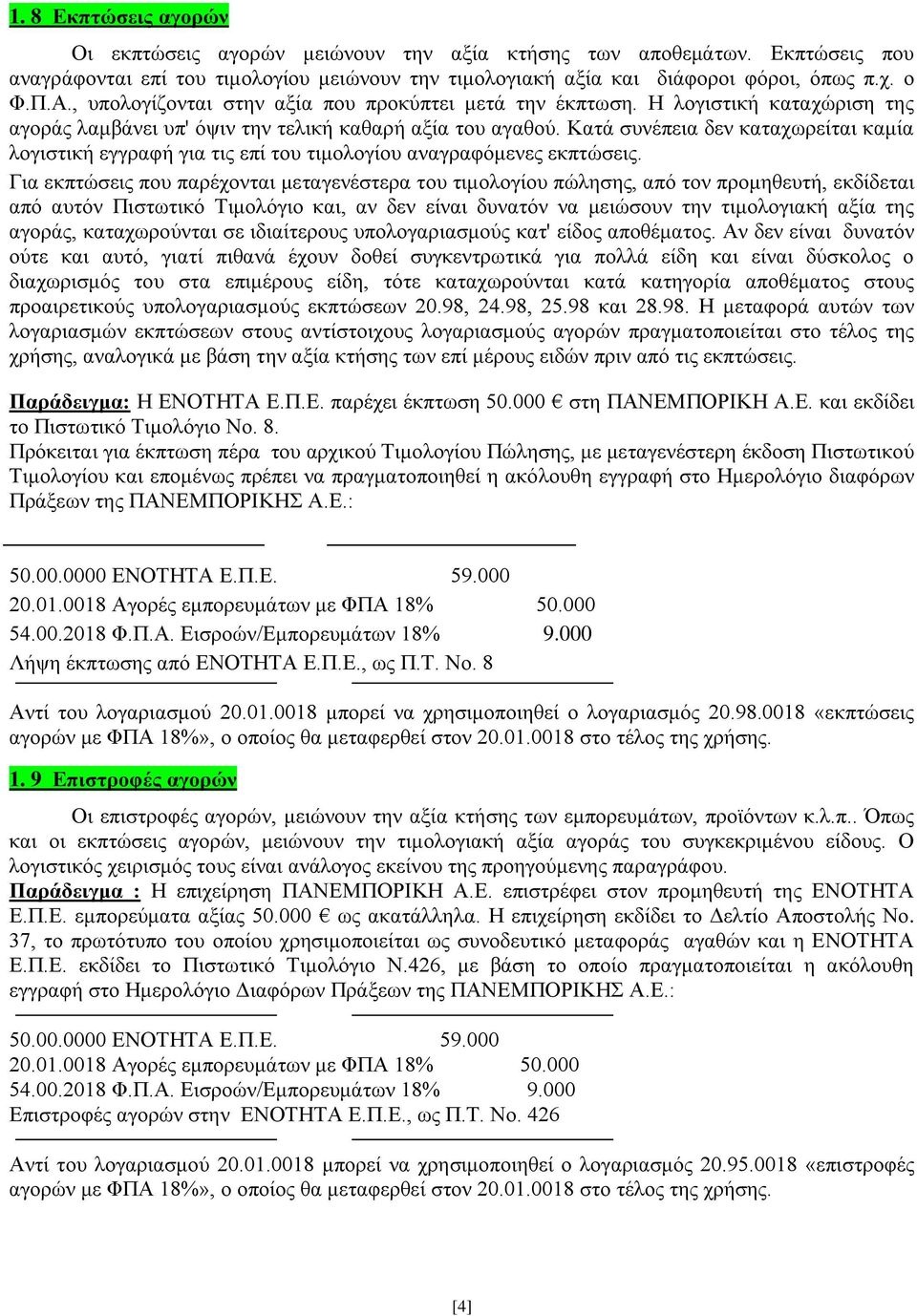 Κατά συνέπεια δεν καταχωρείται καμία λογιστική εγγραφή για τις επί του τιμολογίου αναγραφόμενες εκπτώσεις.