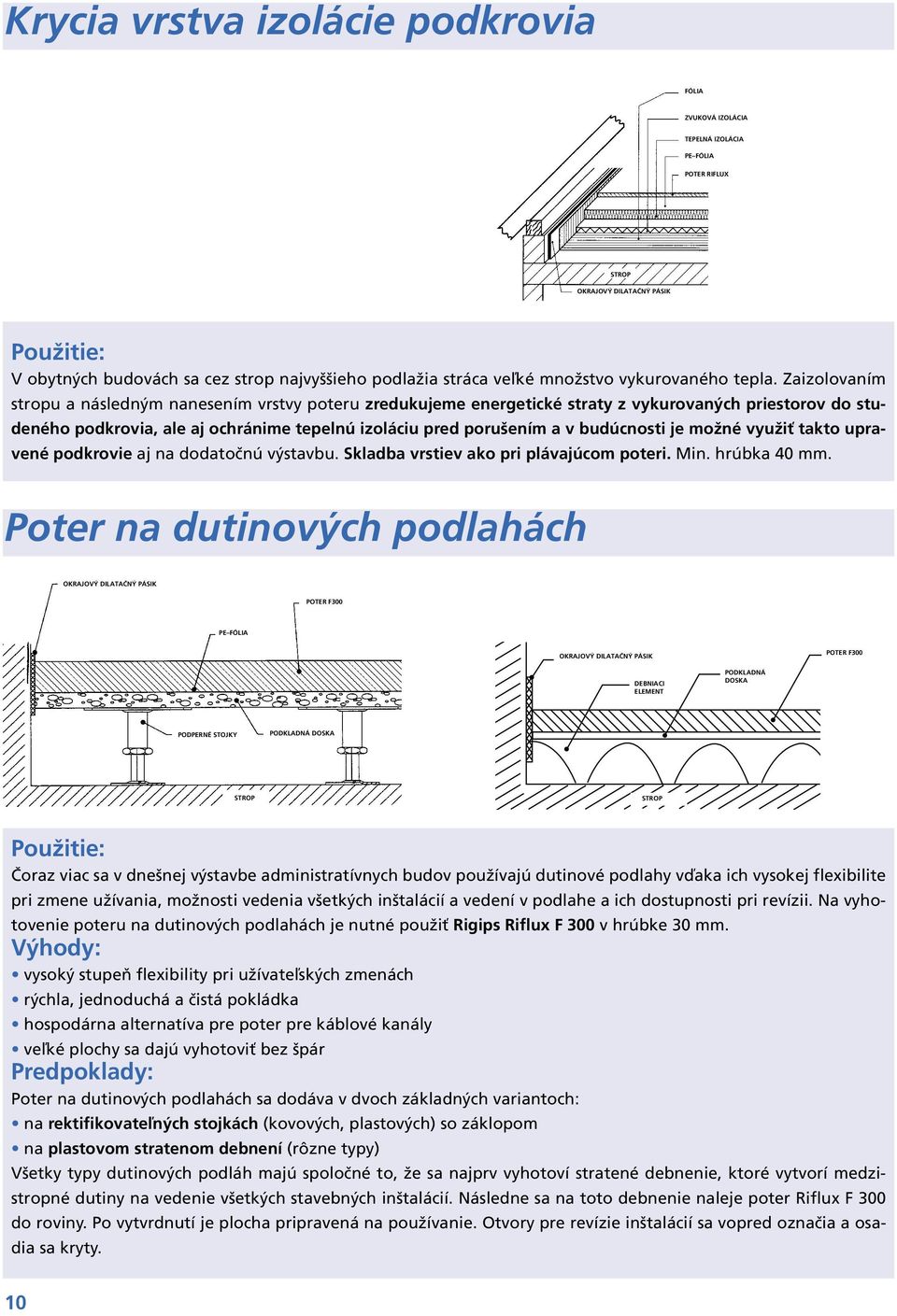 Zaizolovaním stropu a následným nanesením vrstvy poteru zredukujeme energetické straty z vykurovaných priestorov do studeného podkrovia, ale aj ochránime tepelnú izoláciu pred porušením a v