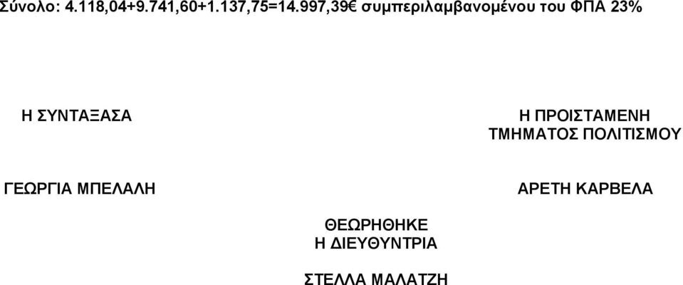 ΣΥΝΤΑΞΑΣΑ Η ΠΡΟΙΣΤΑΜΕΝΗ ΤΜΗΜΑΤΟΣ ΠΟΛΙΤΙΣΜΟΥ