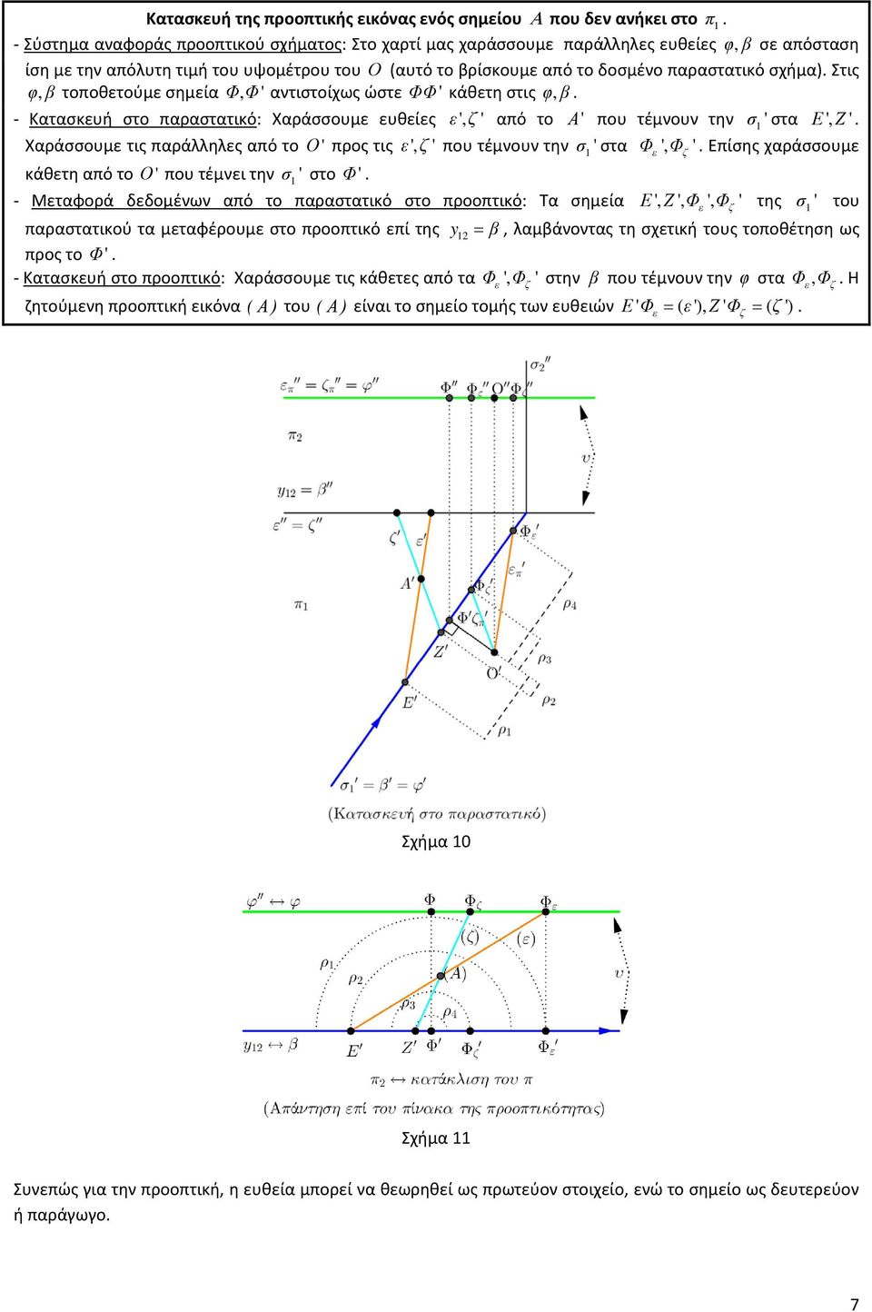 από το Χαράσσουμε τις παράλληλες από το κάθετη από το Ο ' που τέμνει την σ ' στο Φ ' Ο ' προς τις ε', ζ ' που τέμνουν την Α ' που τέμνουν την ' σ στα Ε ', Ζ ' σ στα Φ ', Φ ' Επίσης χαράσσουμε -