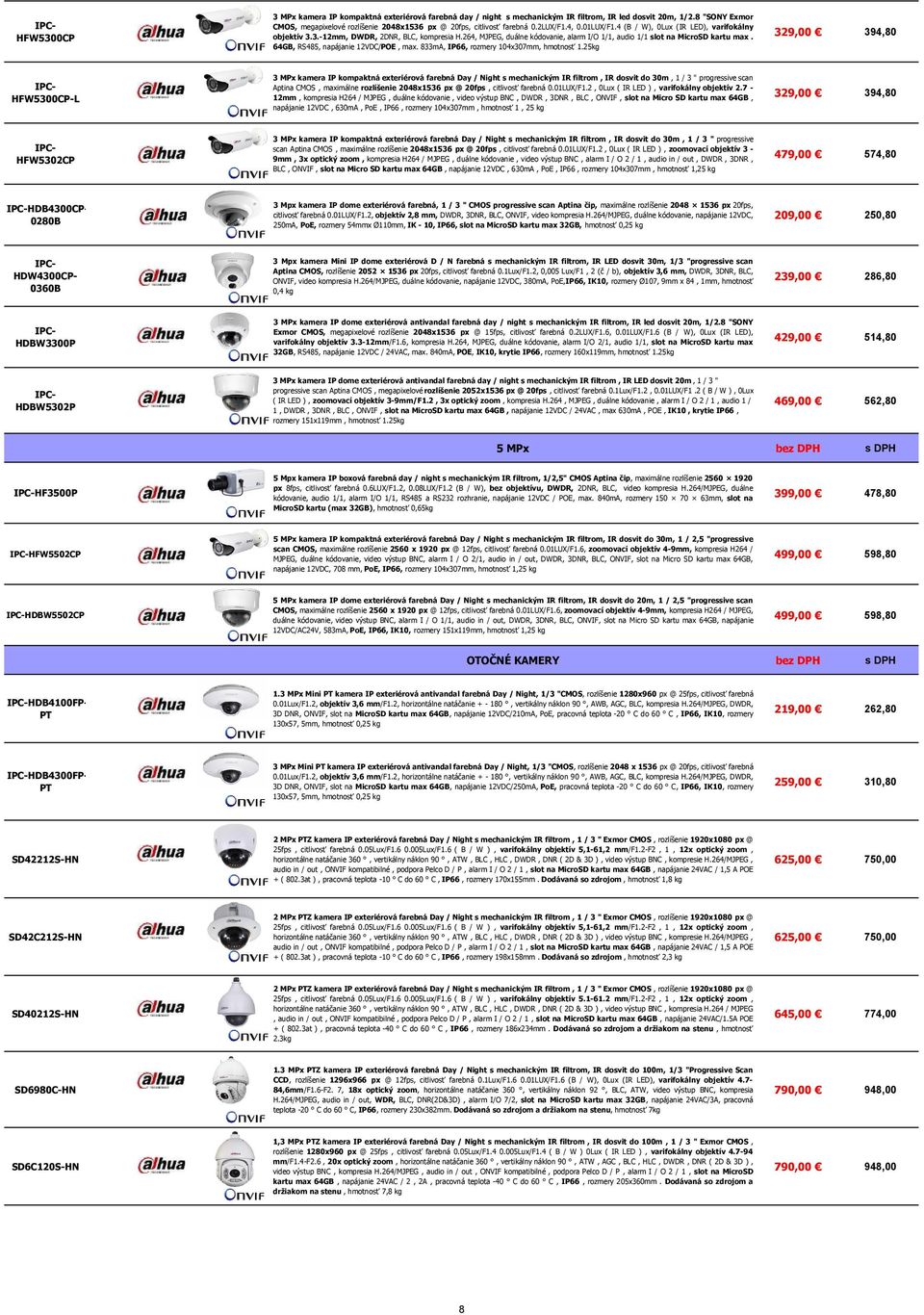 264, MJPEG, duálne kódovanie, alarm I/O 1/1, audio 1/1 slot na MicroSD kartu max. 64GB, RS485, napájanie 12VDC/POE, max. 833mA, IP66, rozmery 104x307mm, hmotnosť 1.