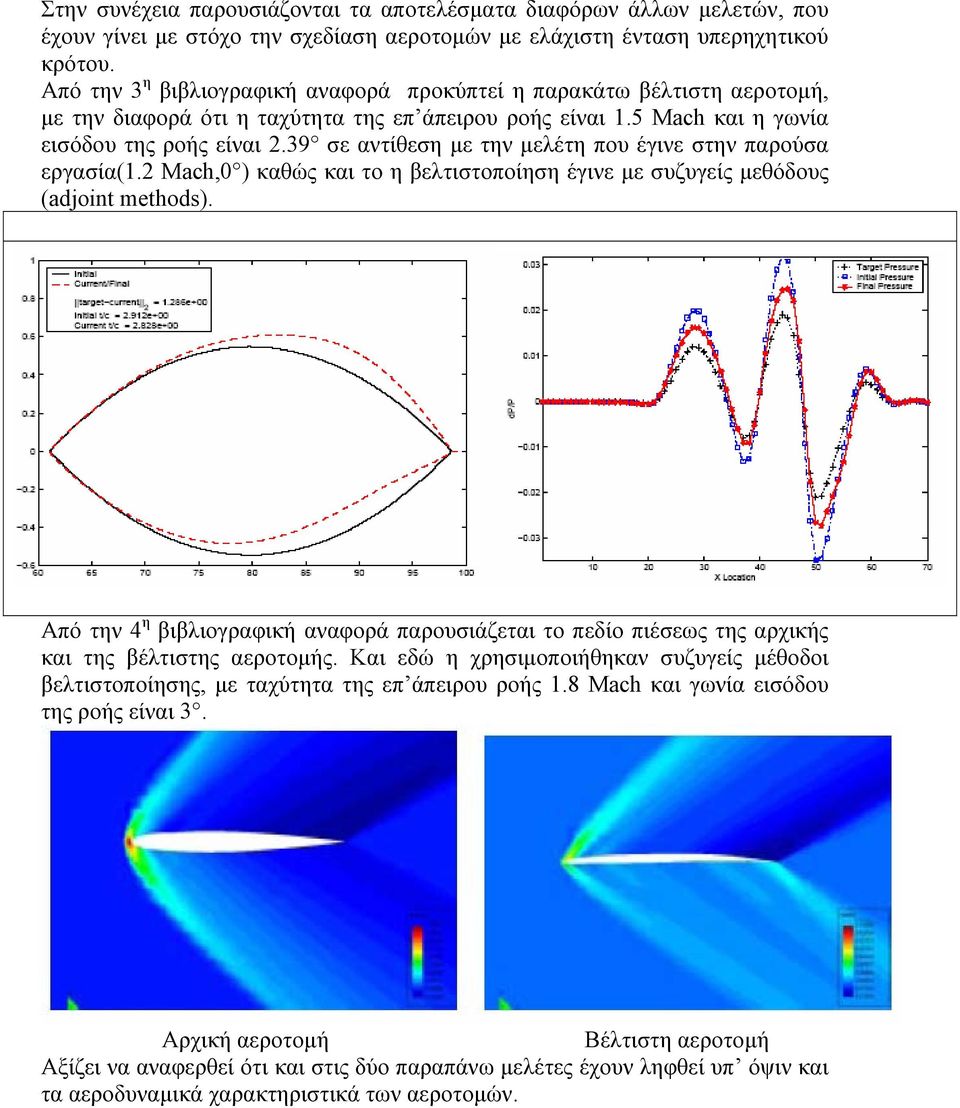 39 σε αντίθεση µε την µελέτη που έγινε στην παρούσα εργασία(1.2 Μach,0 ) καθώς και το η βελτιστοποίηση έγινε µε συζυγείς µεθόδους (adjoint methods).