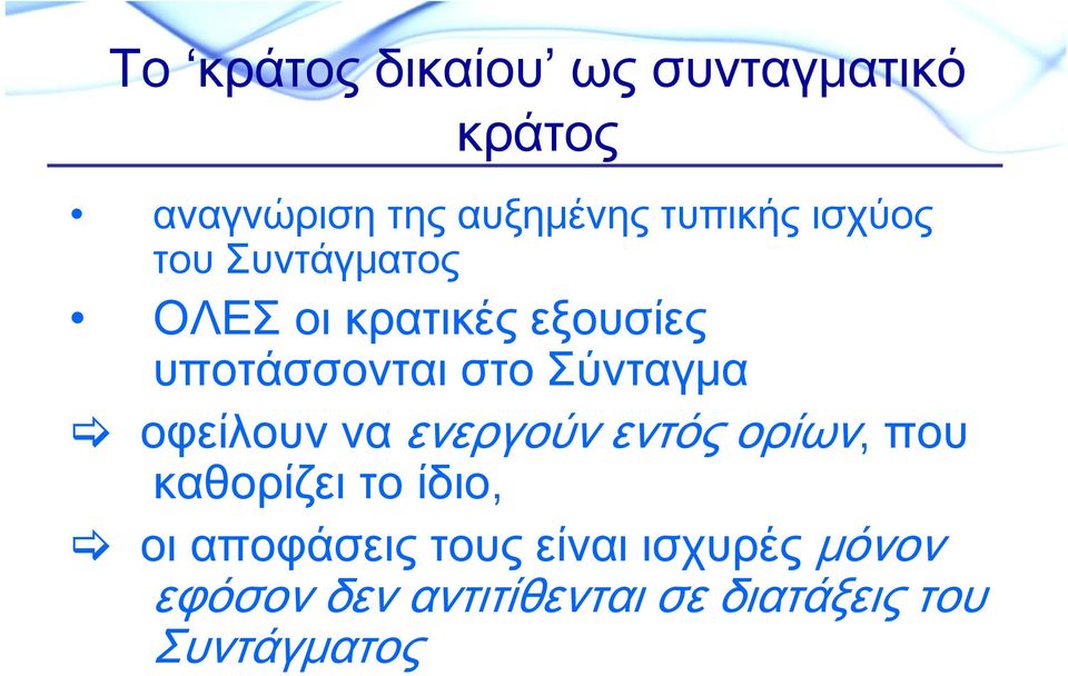 Σύνταγμα οφείλουν να ενεργούν εντός ορίων, που καθορίζει το ίδιο, οι