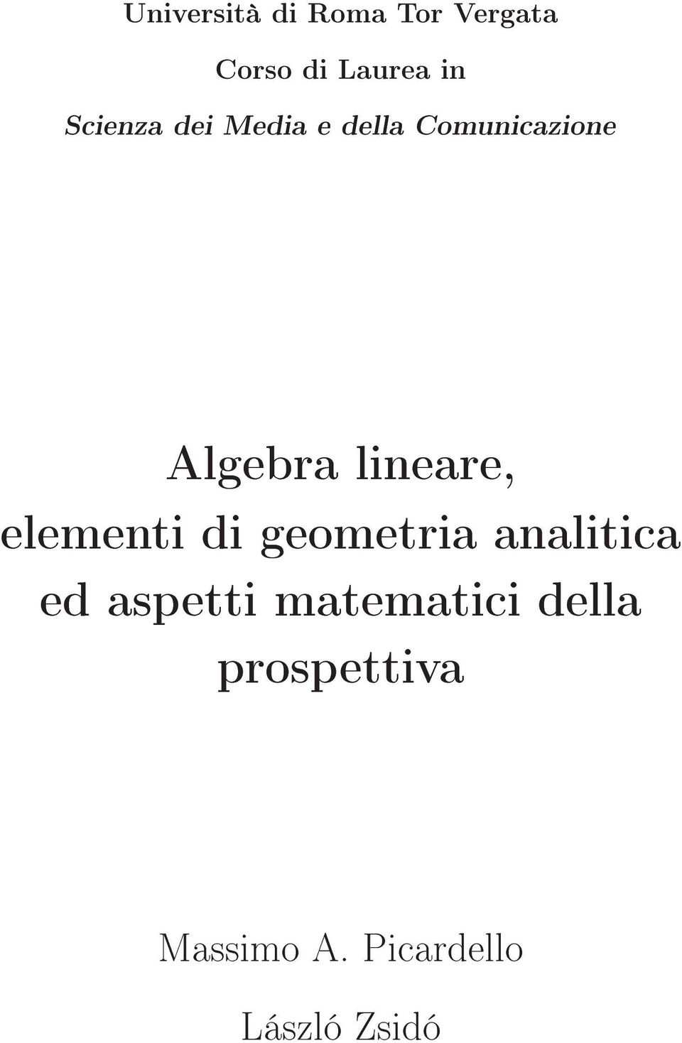 lineare, elementi di geometria analitica ed aspetti