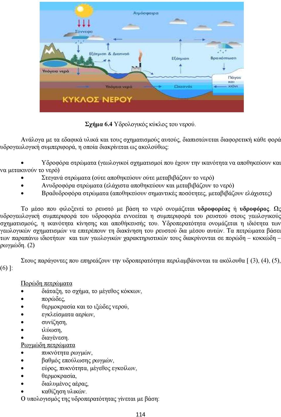 που έχουν την ικανότητα να αποθηκεύουν και να µετακινούν το νερό) Στεγανά στρώµατα (ούτε αποθηκεύουν ούτε µεταβιβάζουν το νερό) Ανυδροφόρα στρώµατα (ελάχιστα αποθηκεύουν και µεταβιβάζουν το νερό)