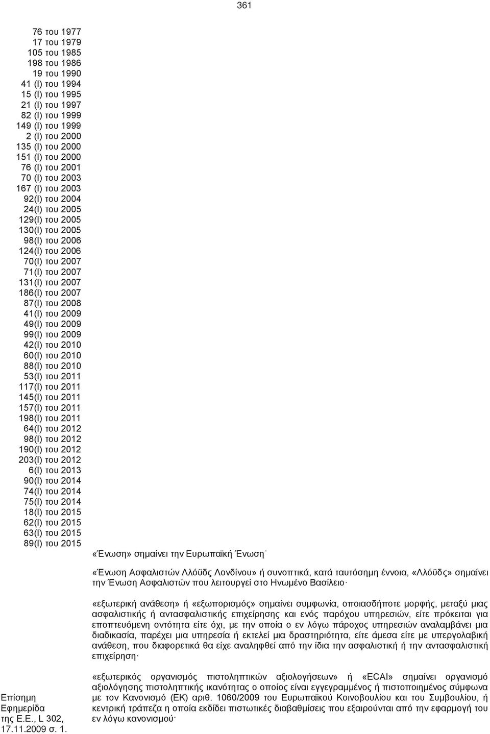 2007 87(Ι) του 2008 41(I) του 2009 49(I) του 2009 99(I) του 2009 42(I) του 2010 60(I) του 2010 88(I) του 2010 53(I) του 2011 117(I) του 2011 145(I) του 2011 157(I) του 2011 198(I) του 2011 64(I) του