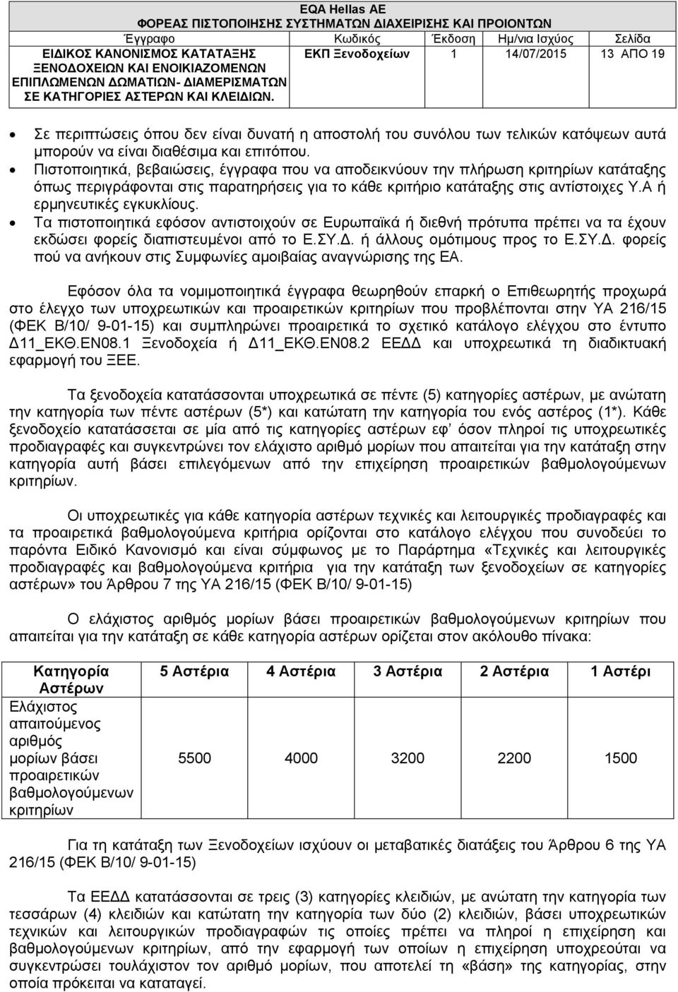 Α ή ερμηνευτικές εγκυκλίους. Τα πιστοποιητικά εφόσον αντιστοιχούν σε Ευρωπαϊκά ή διεθνή πρότυπα πρέπει να τα έχουν εκδώσει φορείς διαπιστευμένοι από το Ε.ΣΥ.Δ.