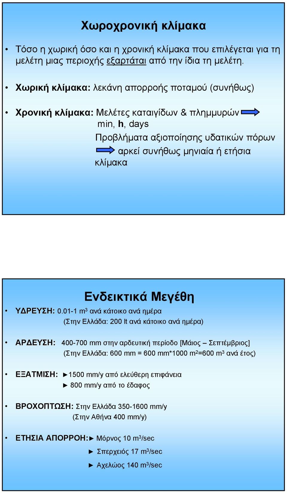 κλίµακα Ενδεικτικά Μεγέθη Υ ΡΕΥΣΗ: 0.