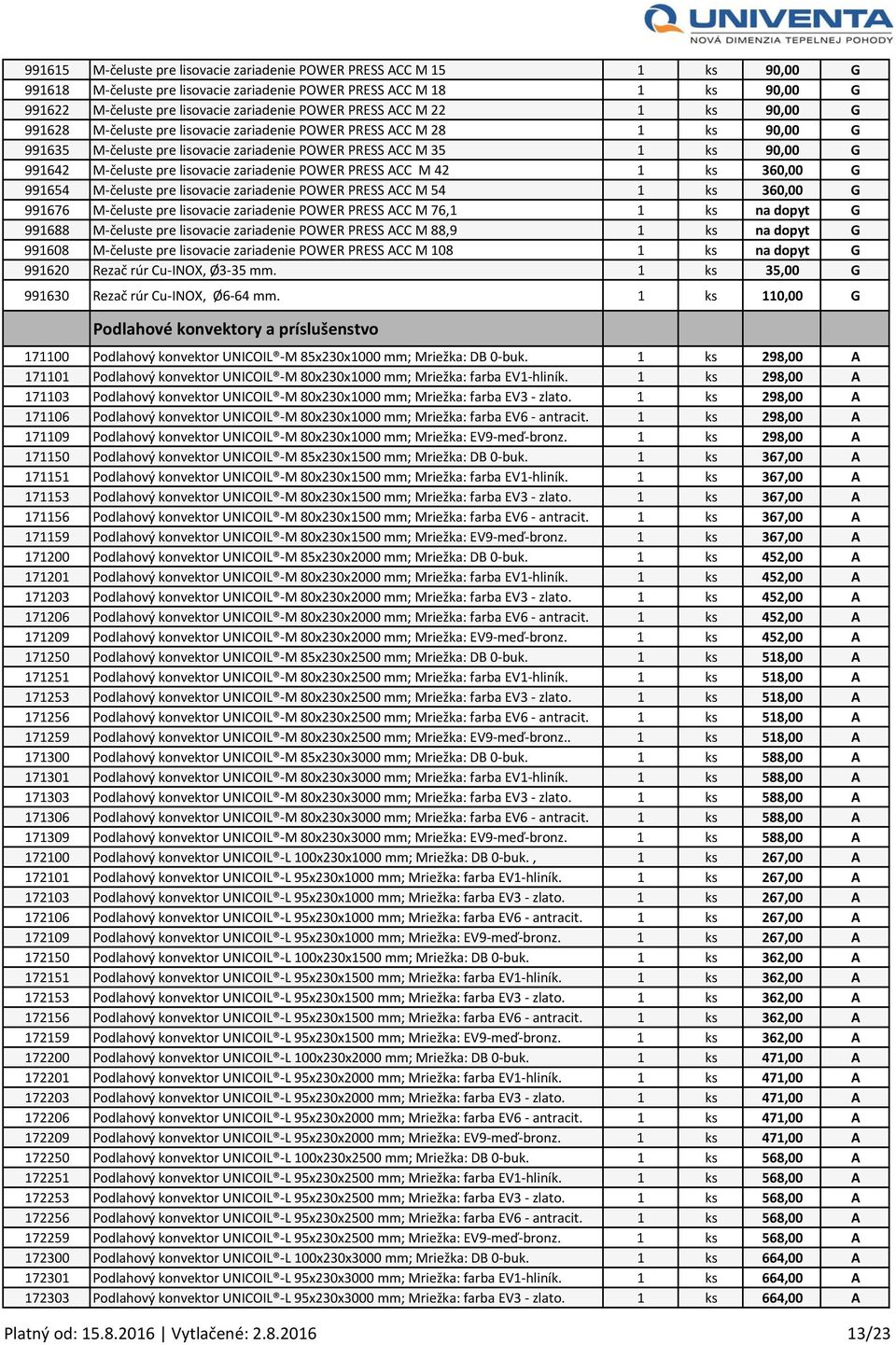 pre lisovacie zariadenie POWER PRESS ACC M 42 1 ks 360,00 G 991654 M čeluste pre lisovacie zariadenie POWER PRESS ACC M 54 1 ks 360,00 G 991676 M čeluste pre lisovacie zariadenie POWER PRESS ACC M