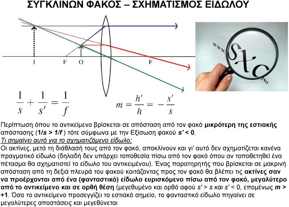 τον φακό όπου αν τοποθετηθεί ένα πέτασμα θα σχηματιστεί το είδωλο του αντικειμένου).