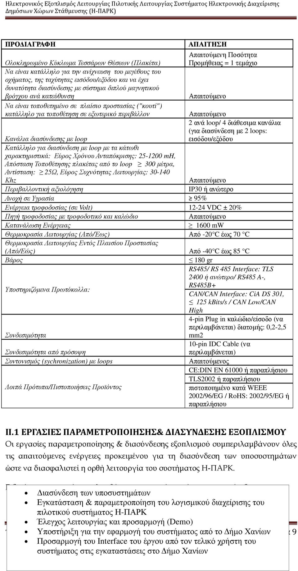 περιβάλλον 2 ανά loop/ 4 διάθεσιμα κανάλια (για διασύνδεση με 2 loops: Κανάλια διασύνδεσης με loop εισόδου/εξόδου Κατάλληλο για διασύνδεση με loop με τα κάτωθι χαρακτηριστικά: Εύρος Χρόνου