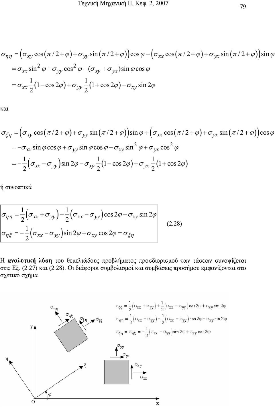 ( 1+ cosϕ) xy sinϕ και ( xy ( ) yy ( )) xx ( ) yx ( ) = xx sin cos + yy sin cos xy sin + yx cos ( xx yy ) sin ϕ xy ( 1 cos ϕ) yx ( 1 cos ϕ) ( ) ξη = cos π /+ ϕ + sin π /+ ϕ