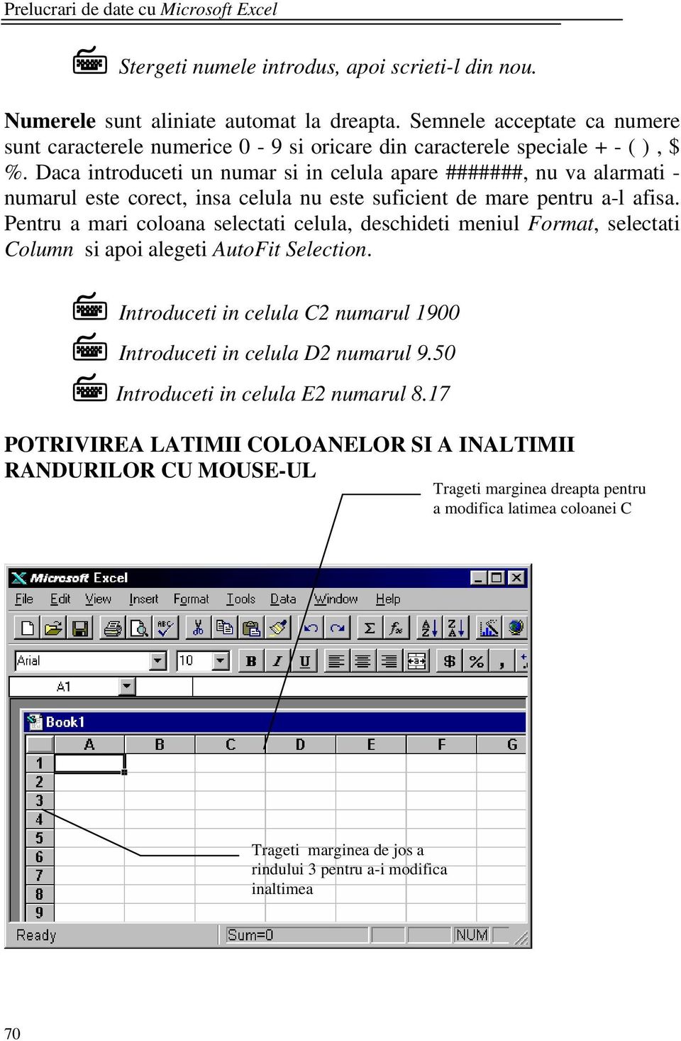 Daca introduceti un numar si in celula apare #######, nu va alarmati - numarul este corect, insa celula nu este suficient de mare pentru a-l afisa.