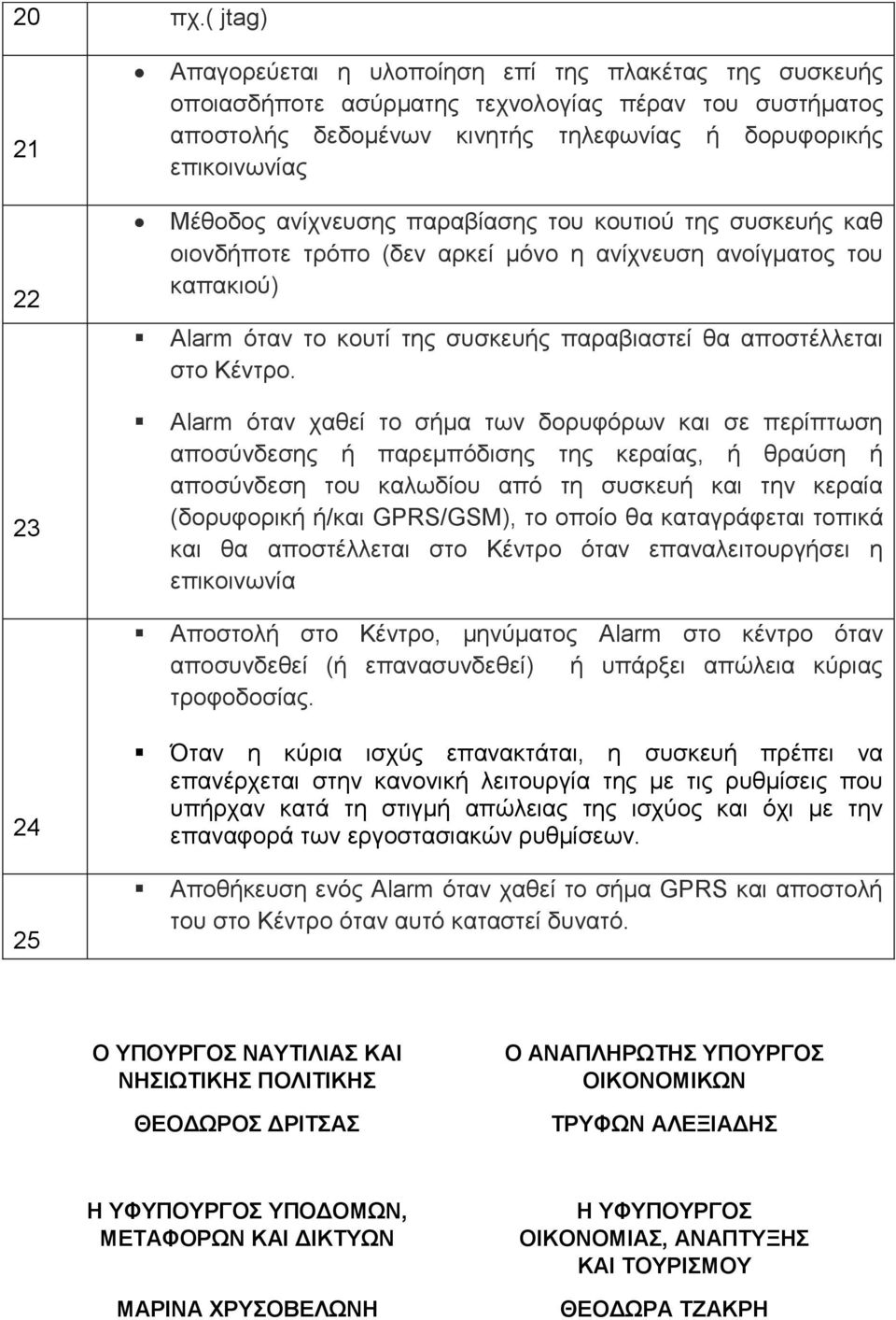 Μέθοδος ανίχνευσης παραβίασης του κουτιού της συσκευής καθ οιονδήποτε τρόπο (δεν αρκεί μόνο η ανίχνευση ανοίγματος του καπακιού) Alarm όταν τo κουτί της συσκευής παραβιαστεί θα αποστέλλεται στο