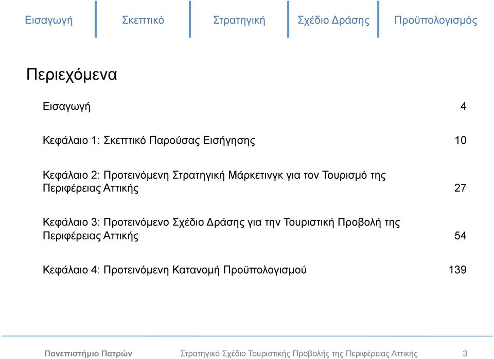 Σχέδιο Δράσης για την Τουριστική Προβολή της Περιφέρειας Αττικής 54 Κεφάλαιο 4: Προτεινόµενη