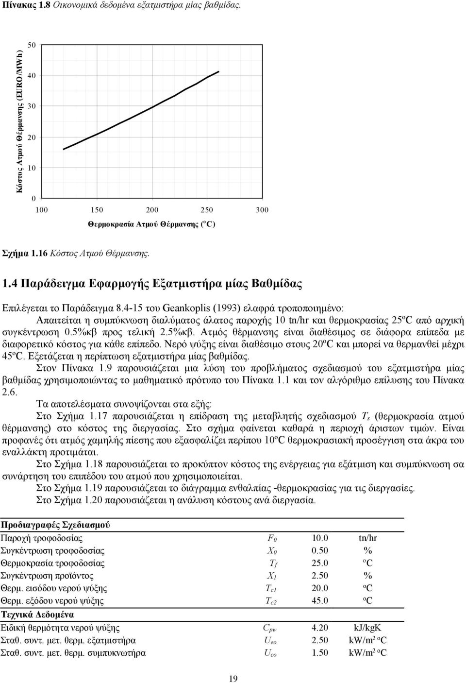 4-5 του Geankoplis (993) ελαφρά τροποποιημένο: Απαιτείται η συμπύκνωση διαλύματος άλατος παροχής tn/hr και θερμοκρασίας 5ºC από αρχική συγκέντρωση.5%κβ 