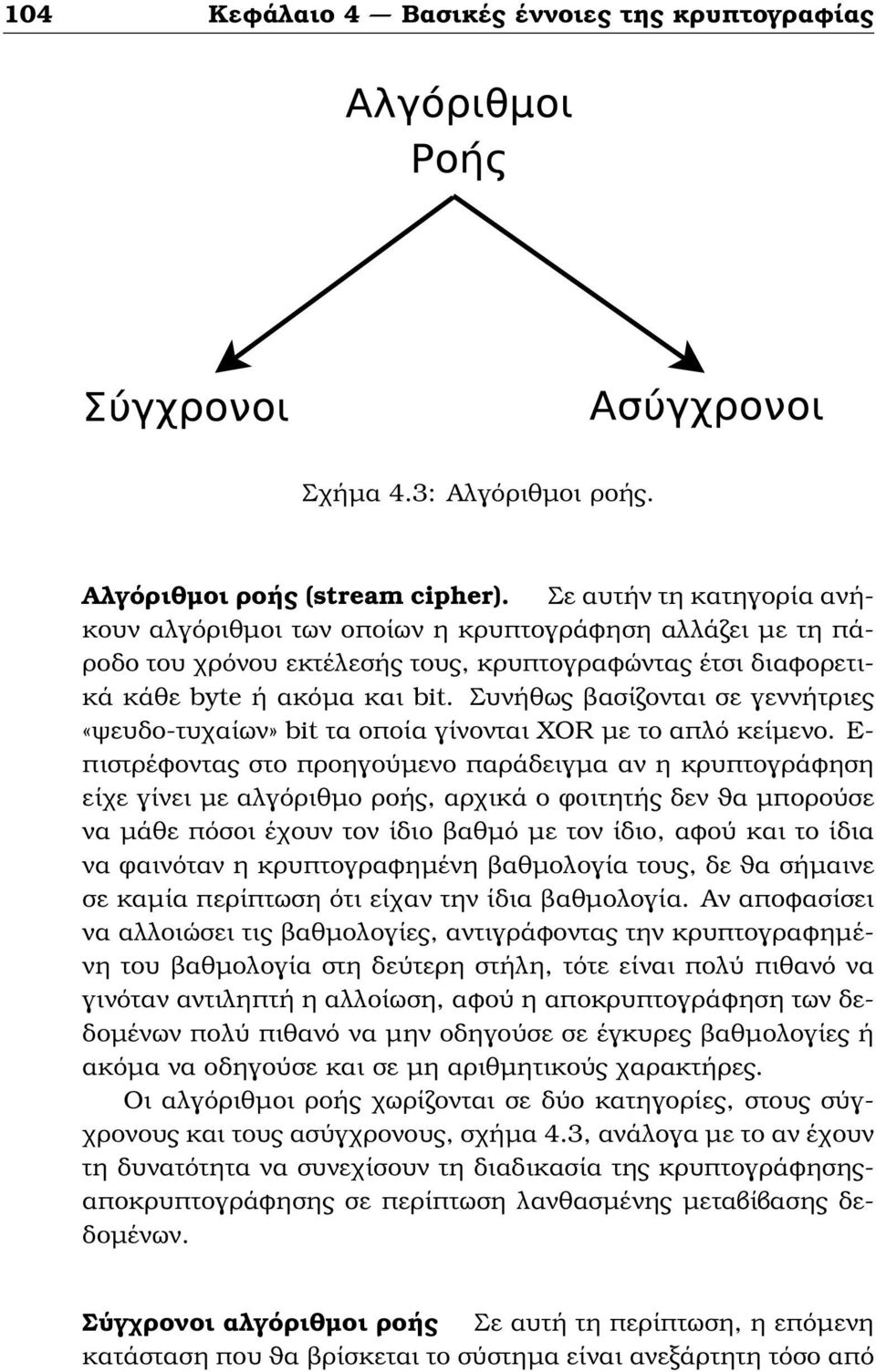 Συνήθως ϐασίζονται σε γεννήτριες «ψευδο-τυχαίων» bit τα οποία γίνονται XOR µε το απλό κείµενο.