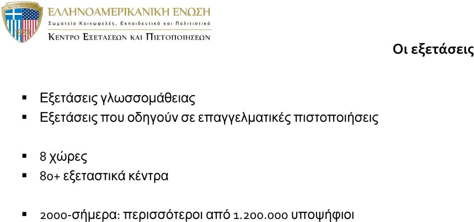 πιστοποιήσεις 8 χώρες 80+ εξεταστικά