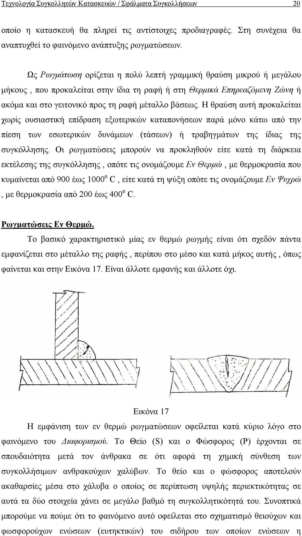 Η θραύση αυτή προκαλείται χωρίς ουσιαστική επίδραση εξωτερικών καταπονήσεων παρά µόνο κάτω από την πίεση των εσωτερικών δυνάµεων (τάσεων) ή τραβηγµάτων της ίδιας της συγκόλλησης.