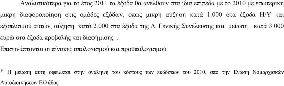 Γενικής Συνέλευσης και μείωση κατά 3.000 ευρώ στα έξοδα προβολής και διαφήμισης.