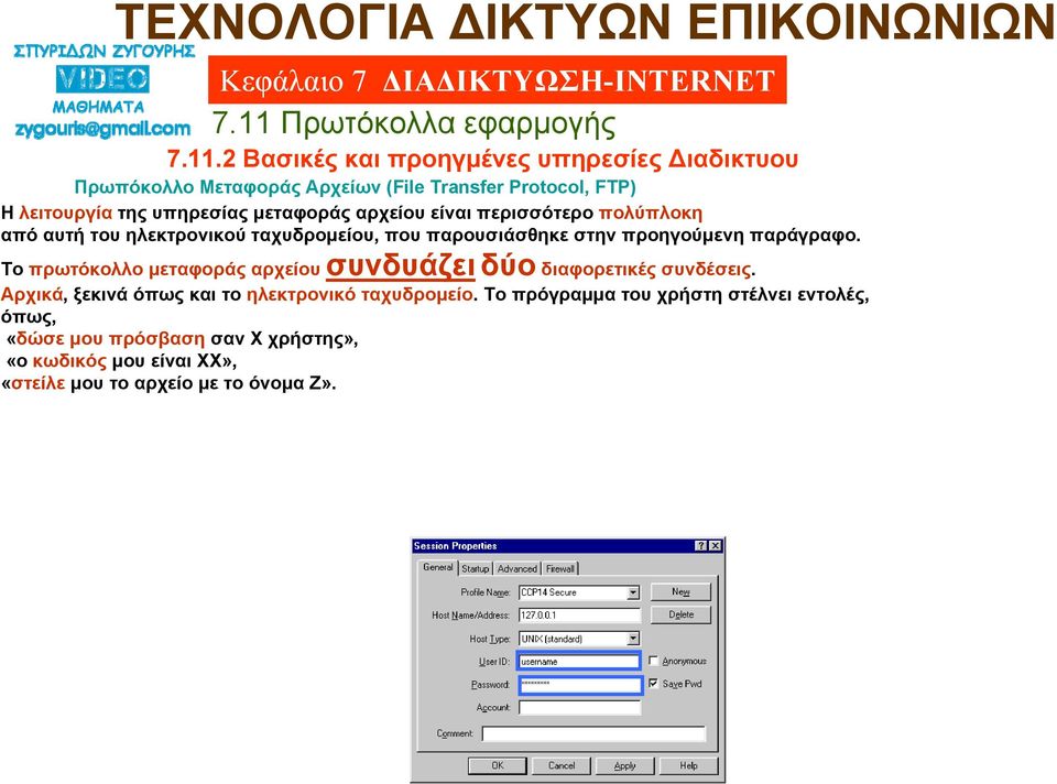 Το πρωτόκολλο μεταφοράς αρχείου συνδυάζει δύο διαφορετικές συνδέσεις. Αρχικά, ξεκινά όπως και το ηλεκτρονικό ταχυδρομείο.