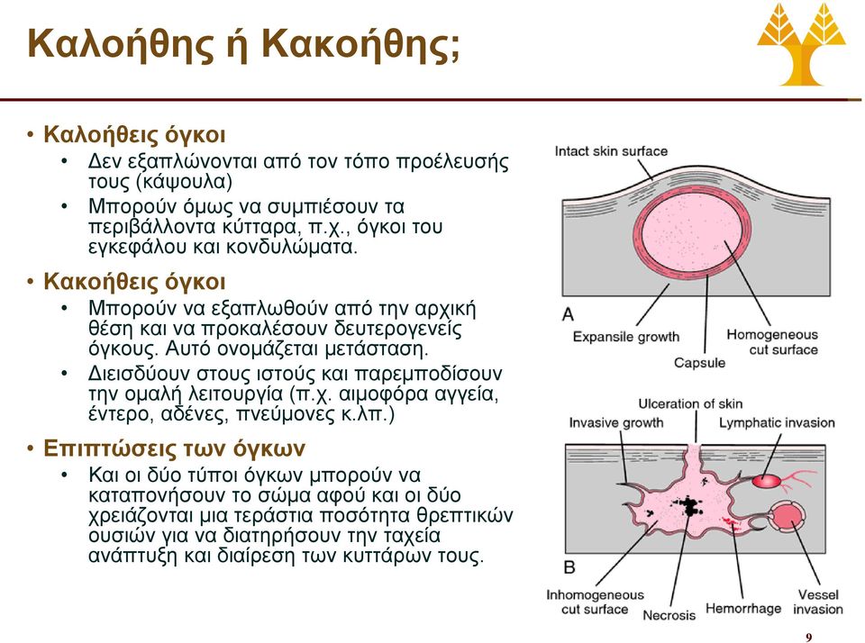 Αυτό ονομάζεται μετάσταση. Διεισδύουν στους ιστούς και παρεμποδίσουν την ομαλή λειτουργία (π.χ. αιμοφόρα αγγεία, έντερο, αδένες, πνεύμονες κ.λπ.