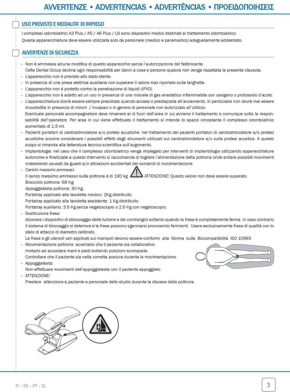 Avvertenze di sicurezza - Non è ammessa alcuna modifica di questo apparecchio senza l autorizzazione del fabbricante.