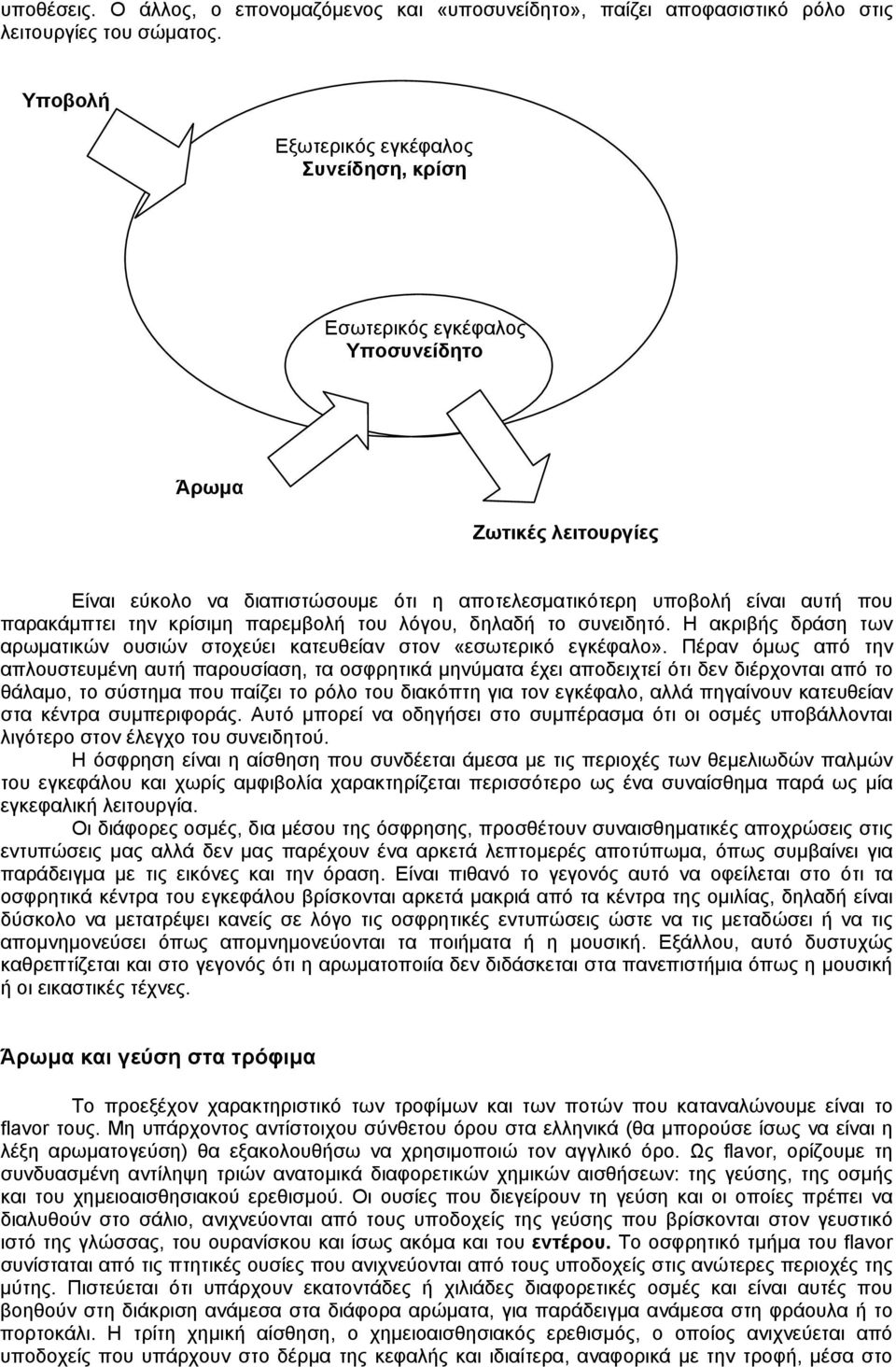 κρίσιμη παρεμβολή του λόγου, δηλαδή το συνειδητό. Η ακριβής δράση των αρωματικών ουσιών στοχεύει κατευθείαν στον «εσωτερικό εγκέφαλο».