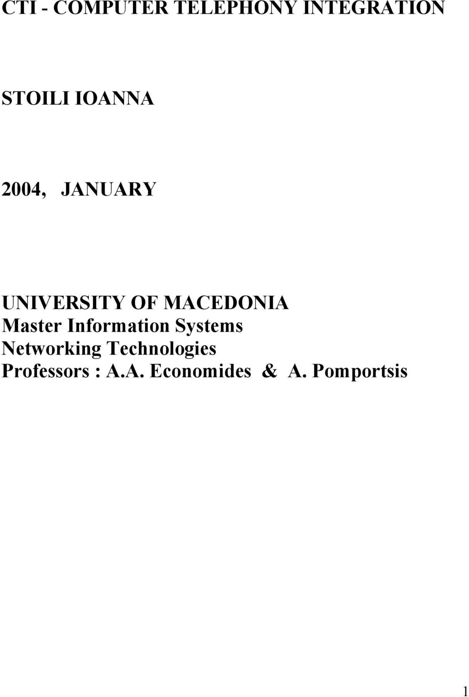 Master Information Systems Networking