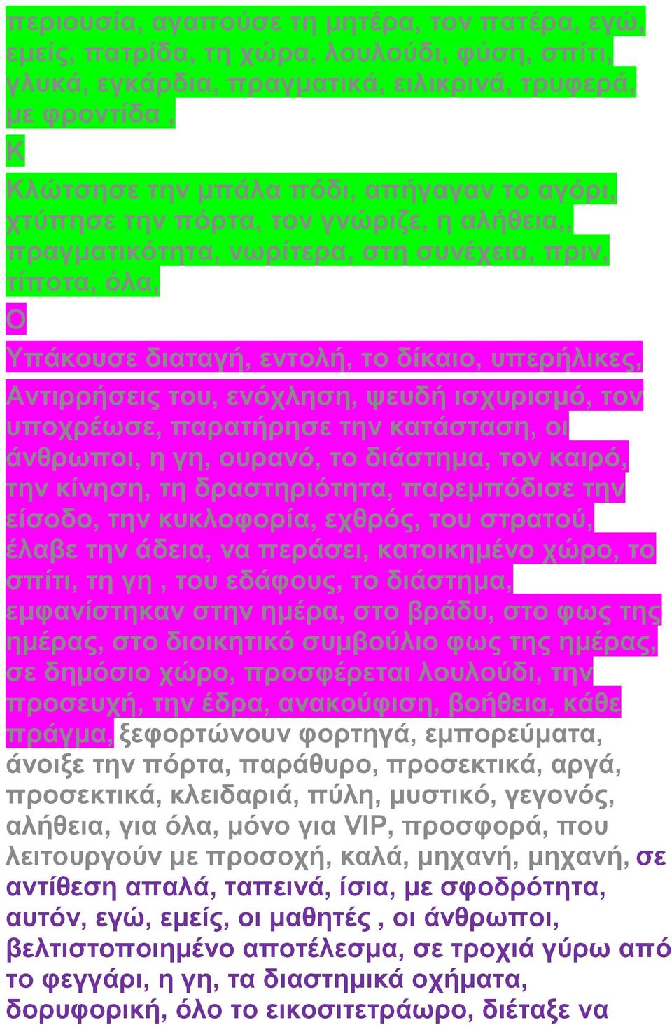 ισχυρισμό, τον υποχρέωσε, παρατήρησε την κατάσταση, οι άνθρωποι, η γη, ουρανό, το διάστημα, τον καιρό, την κίνηση, τη δραστηριότητα, παρεμπόδισε την είσοδο, την κυκλοφορία, εχθρός, του στρατού, έλαβε