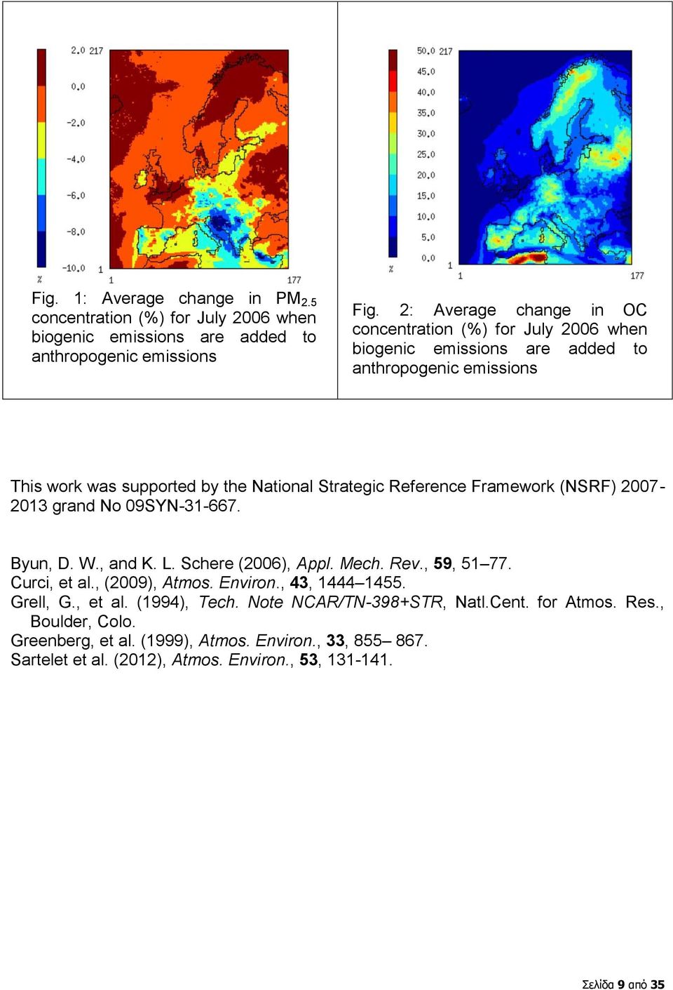 Reference Framework (NSRF) 2007-2013 grand No 09SYN-31-667. Byun, D. W., and K. L. Schere (2006), Appl. Mech. Rev., 59, 51 77. Curci, et al., (2009), Atmos. Environ.