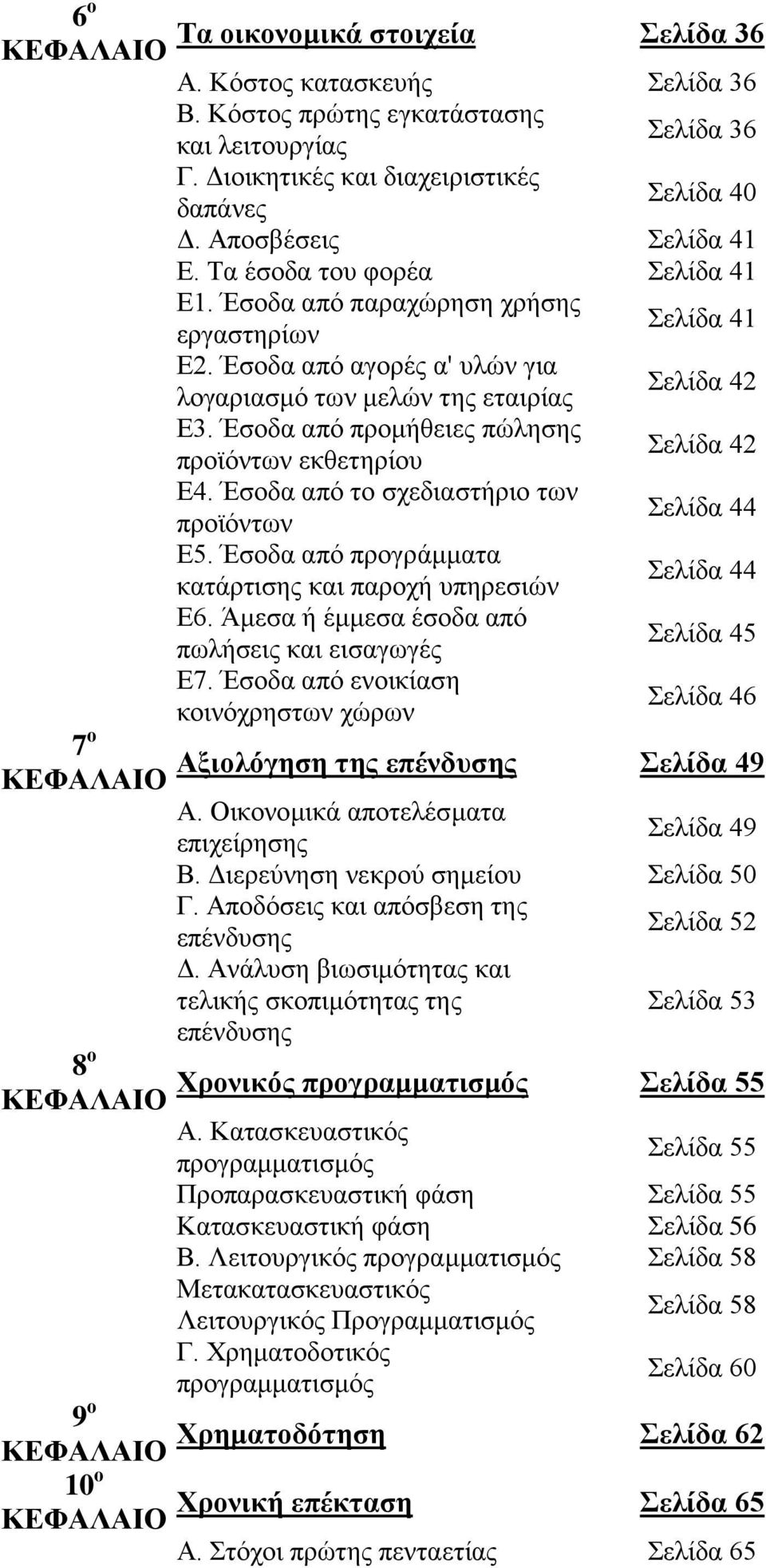 Έσοδα από προμήθειες πώλησης προϊόντων εκθετηρίου Σελίδα 42 Ε4. Έσοδα από το σχεδιαστήριο των προϊόντων Σελίδα 44 Ε5. Έσοδα από προγράμματα κατάρτισης και παροχή υπηρεσιών Σελίδα 44 Ε6.