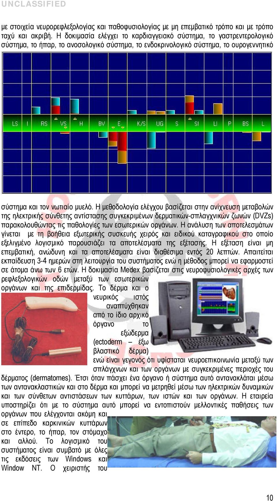 Η μεθοδολογία ελέγχου βασίζεται στην ανίχνευση μεταβολών της ηλεκτρικής σύνθετης αντίστασης συγκεκριμένων δερματικών-σπλαγχνικών ζωνών (DVZs) παρακολουθώντας τις παθολογίες των εσωτερικών οργάνων.